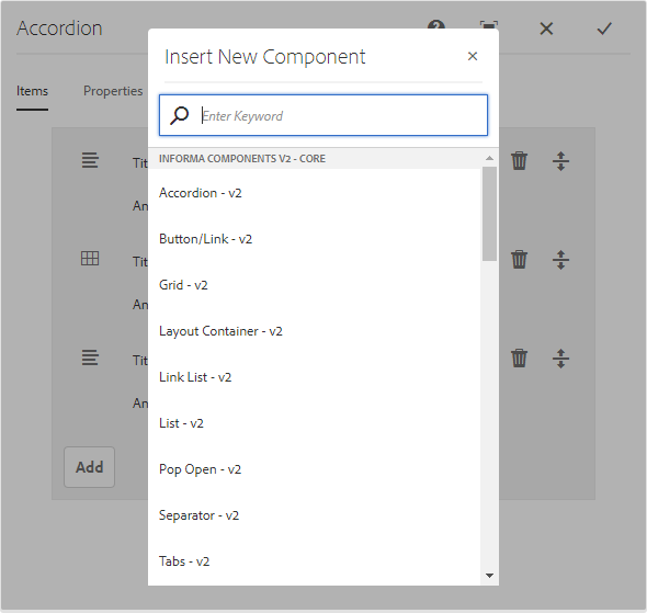 Accordion component selector