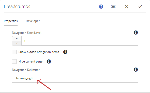 Breadcrumb delimeter example