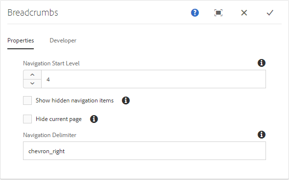 Breadcrumb Properties