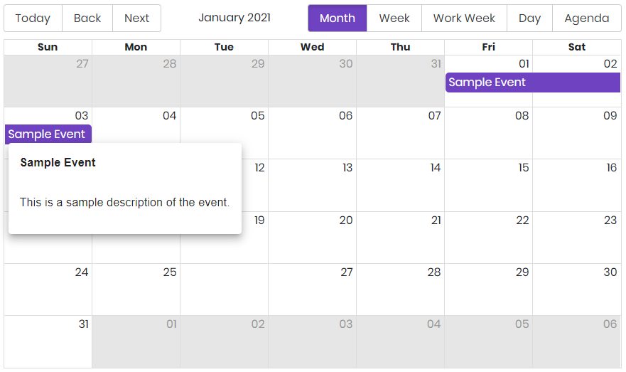 Example calendar