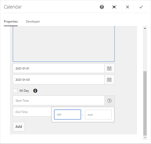 Calendar Properties