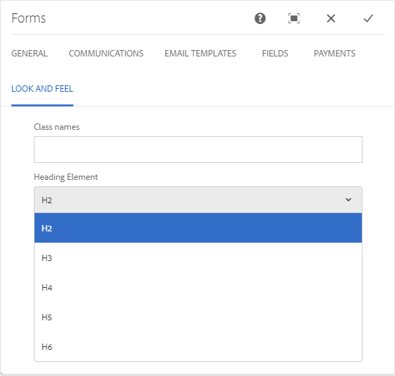 Form Look and Feel Tab