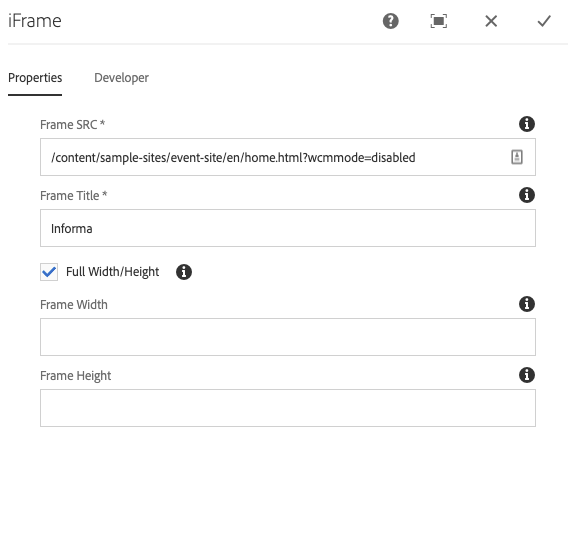 iFrame Properties