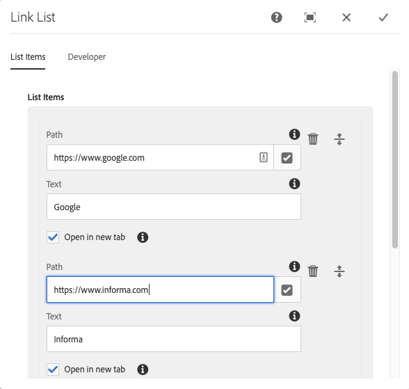 Link List Properties