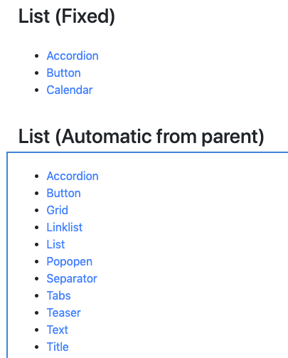 Example lists