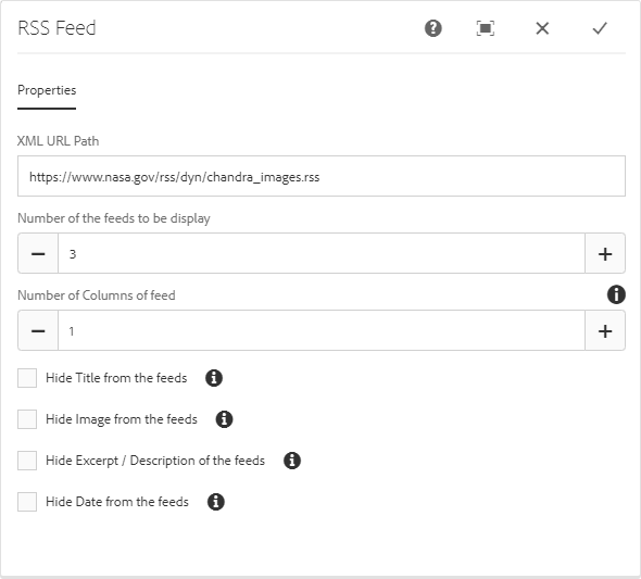 RSS Config Dialog